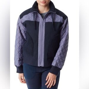 BASS OUTDOOR QUILTED-TRIM ZIP BOMBER JACKET IN HERON MULTI